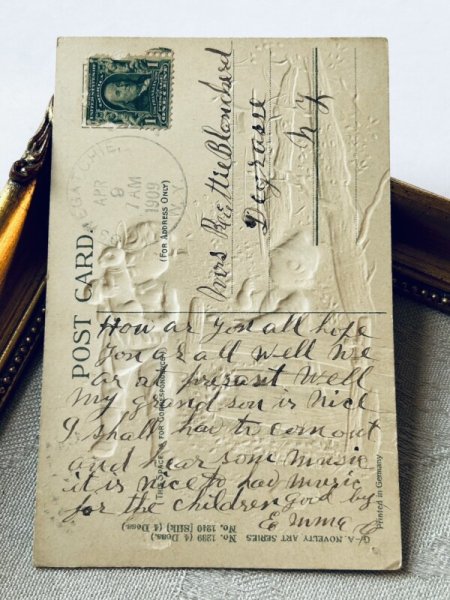 画像3: Postcard アンティークポストカード イースター  ウサギと子どもたち アメリカ1909年 (3)