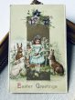画像2: Postcard　アンティークポストカード　イースター 　ウサギと女の子 (2)