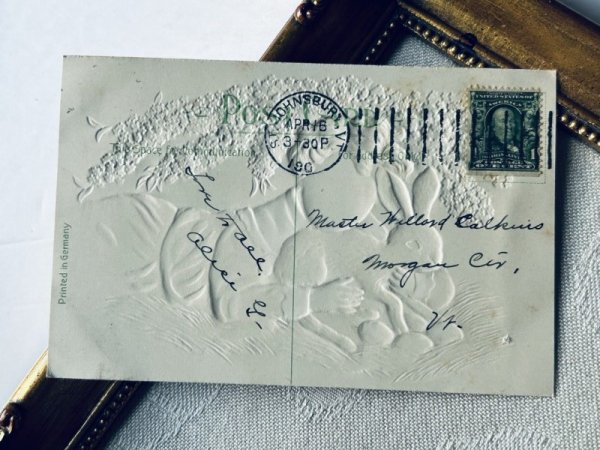 画像3: Postcard アンティークポストカード イースター  男の子とウサギ 卵 (3)