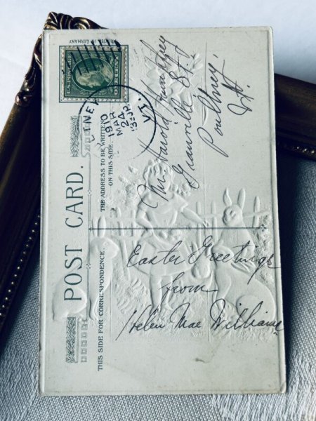 画像4: Postcard アンティークポストカード イースター  ウサギと女の子 (4)