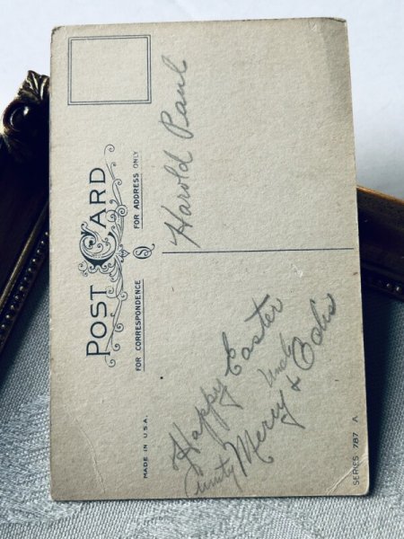 画像3: Postcard アンティークポストカード イースター  トロンボーンを吹くウサギさん ヒヨコ (3)