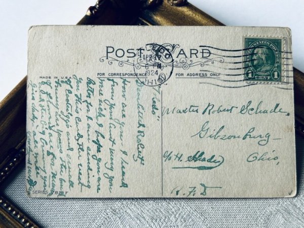 画像3: Postcard アンティークポストカード イースター  卵でゴルフをするウサギさん キャディ スイセン (3)