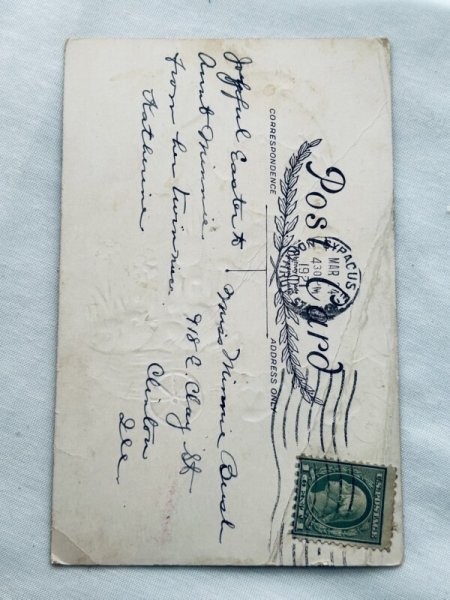 画像2: ▼SALE 500▼ Postcard アンティークポストカード イースター  ウサギと女の子 ヒナ (2)