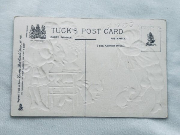画像3: Postcard アンティークポストカード イースター  ウサギを撮影する子どもたち カメラ スイセン (未使用) (3)