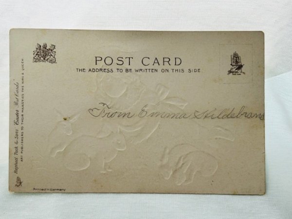 画像2: Postcard アンティークポストカード イースター  女の子とウサギさん  (2)