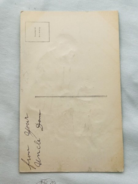 画像3: Postcard アンティークポストカード イースター  女の子と卵を運ぶウサギさん ベルベッド貼り (3)