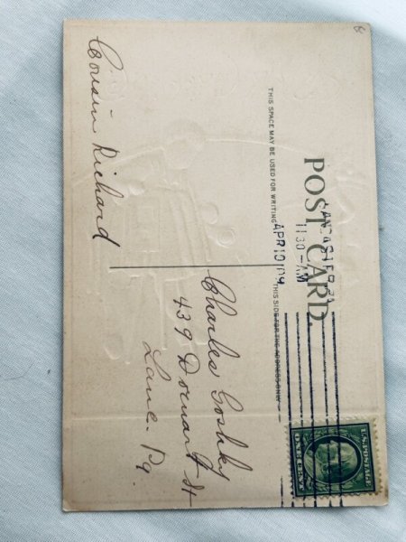 画像3: Postcard　アンティークポストカード　イースター 　ウサギの写真を撮影する男の子 (3)