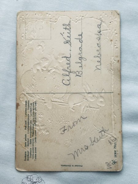 画像4: Postcard アンティークポストカード イースター  大きな卵を運ぶ天使とウサギ (4)