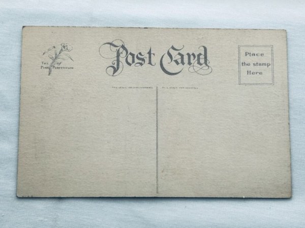 画像2: Postcard　アンティークポストカード　イースター 　ウサギに帽子をかぶせる女の子　（未使用） (2)