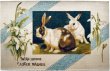 画像1: Postcard　アンティークポストカード　イースター 　ウサギとスノードロップのお花　シルク布貼り　（未使用） (1)
