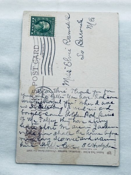 画像3: Postcard アンティークポストカード イースター  ウサギを抱える女の子 アメリカ1917年 (3)