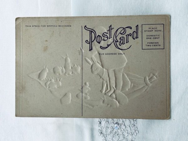 画像2: Postcard　アンティークポストカード　イースター 　ウサギと女の子　Marie Flatscher　（未使用） (2)