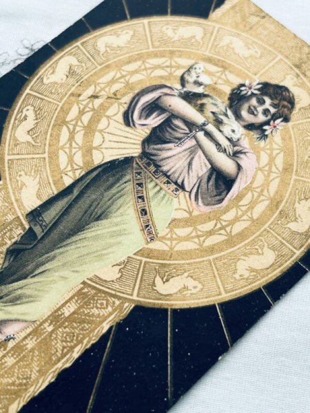 画像2: Postcard アンティークポストカード イースター  ウサギとヒヨコを抱く踊り子さん ダンサーの女性 (2)