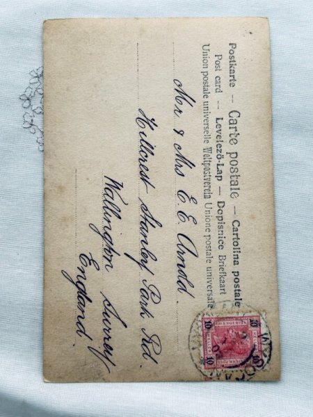 画像2: Postcard アンティークポストカード イースター  民族衣装の少女たちとウサギと卵 オーストリア1903年 (2)