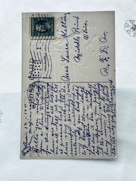 画像3: Postcard　アンティークポストカード　イースター　天使と白いチューリップのお花 (3)