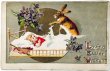 画像1: Postcard　アンティークポストカード　イースター 　ウサギさんからうさぎのプレゼント　アメリカ1911年 (1)
