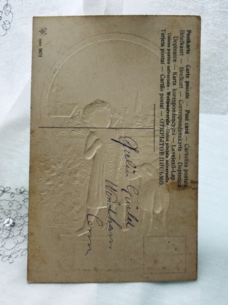 画像2: Postcard アンティークポストカード イースター 羊と女の子 (2)