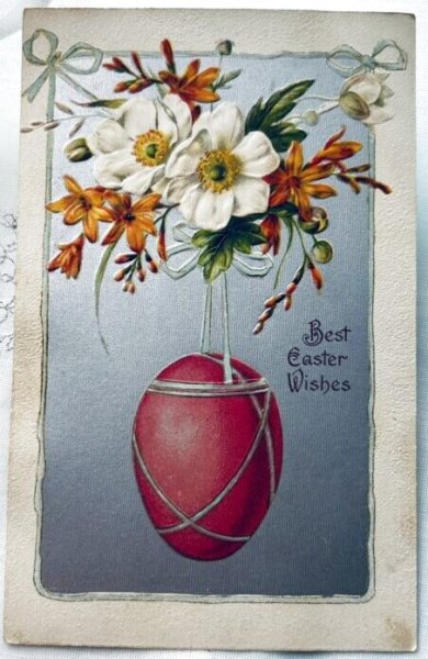 画像1: Postcard　アンティークポストカード　イースター　卵とお花 (1)