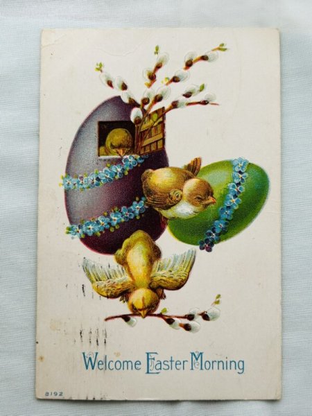 画像1: Postcard　アンティークポストカード　イースター　ヒヨコさんの卵のお家 (1)