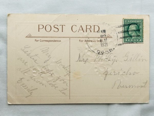 画像2: Postcard　アンティークポストカード　イースター　卵とスズランのお花　アメリカ1921年 (2)