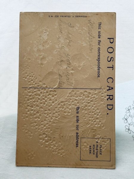 画像2: Postcard　アンティークポストカード　イースター　ヒヨコと忘れな草のお花 (2)