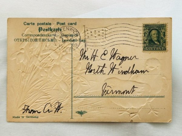 画像2: ▼SALE 500▼Postcard　アンティークポストカード　イースター　ヒヨコ　卵　スノードロップのお花 (2)