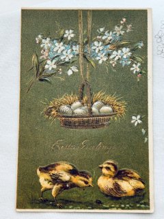 アンティークポストカード　イースターのウサギとお揃いワンピの可愛い少女たち Snowdrop Postcards アンティークポストカード専門店 < Rabbit >