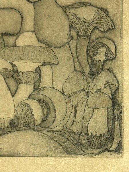 画像3: Vintage Print 　アンティークプリント画　エッチング　キノコ (3)