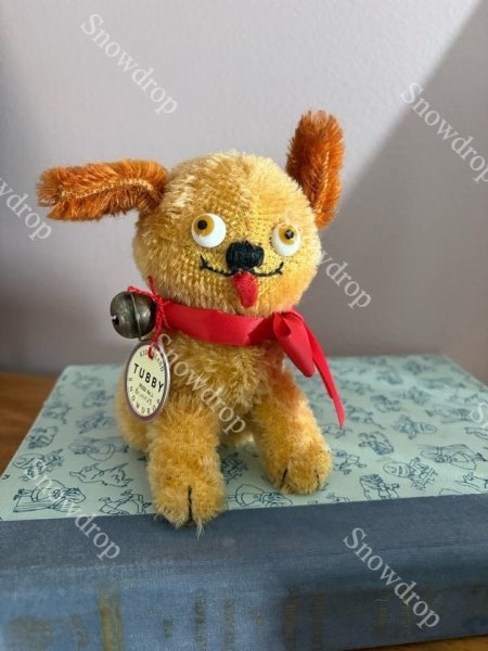 画像1: 【ご予約注文】ハンドメイド　アンティーク風ぬいぐるみ　ゴールデンモヘア　犬  （約13cm） (1)