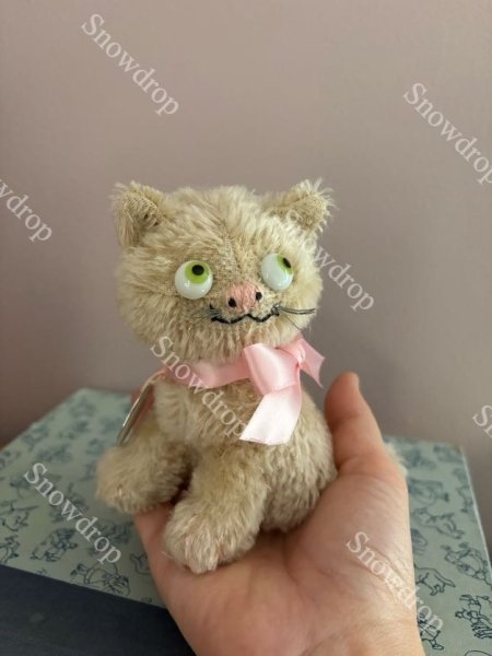 画像6: 【ご予約注文】Snowdrop ハンドメイド　アンティーク風ぬいぐるみ　猫　オートミールモヘア　（12cm） (6)