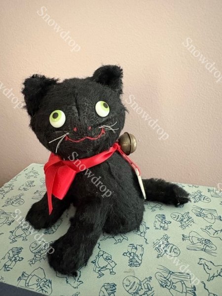 画像2: 【ご予約注文】Snowdrop ハンドメイド　アンティーク風ぬいぐるみ　黒猫　モヘア　（14cm） (2)