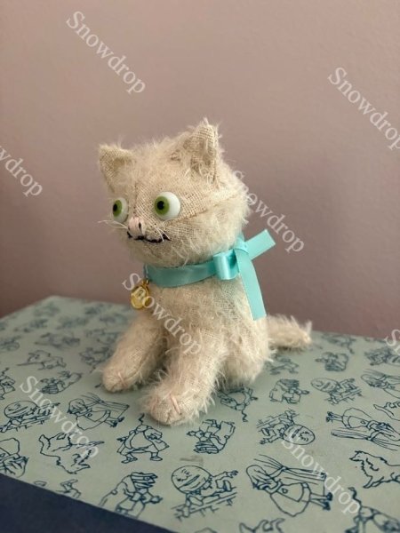 画像3: 【ご予約注文】Snowdrop ハンドメイド　アンティーク風ぬいぐるみ　白猫　（11m） (3)