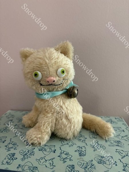 画像4: 【ご予約注文】Snowdrop ハンドメイド　アンティーク風ぬいぐるみ　猫　オートミールモヘア　（14cm） (4)