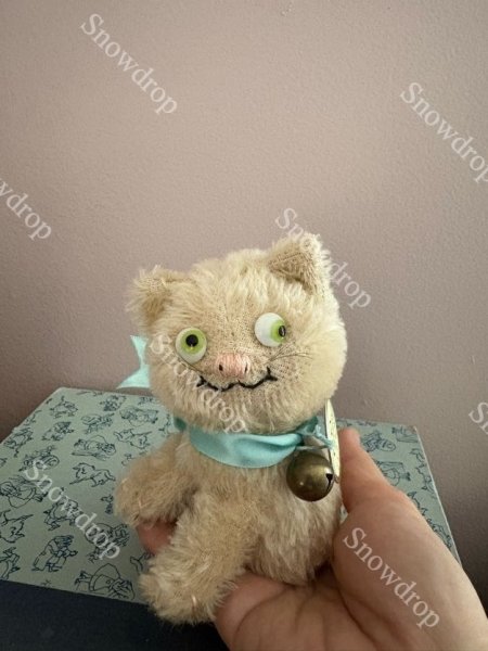 画像5: 【ご予約注文】Snowdrop ハンドメイド　アンティーク風ぬいぐるみ　猫　オートミールモヘア　（12.5cm） (5)