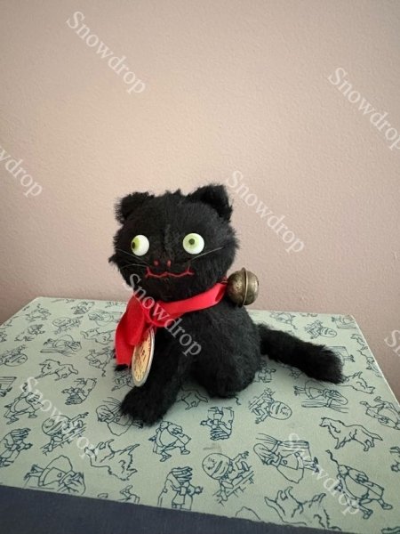 画像3: 【ご予約注文】Snowdrop ハンドメイド　アンティーク風ぬいぐるみ　猫　黒モヘア　（11cm） (3)