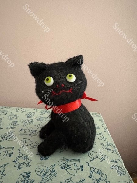 画像3: 【ご予約注文】Snowdrop ハンドメイド　アンティーク風ぬいぐるみ　黒猫　（11cm） (3)