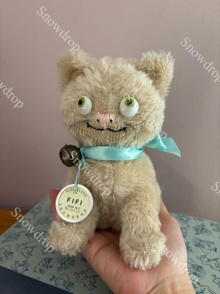 画像3: 【ご予約注文】Snowdrop ハンドメイド　アンティーク風ぬいぐるみ　白猫　オートミールモヘア　（17cm） (3)