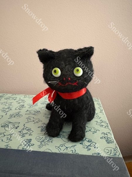 画像5: 【ご予約注文】Snowdrop ハンドメイド　アンティーク風ぬいぐるみ　黒猫　（11cm） (5)