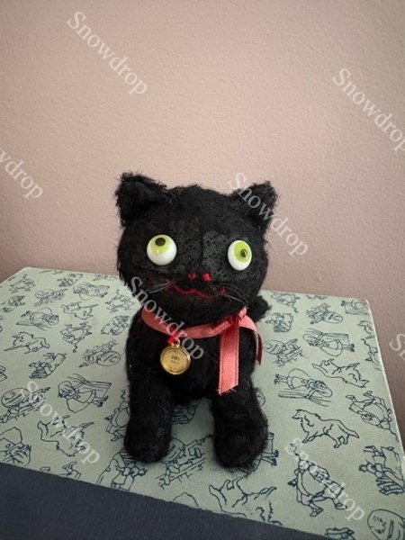 画像1: 【ご予約注文】Snowdrop ハンドメイド　アンティーク風ぬいぐるみ　黒猫　（11m） (1)