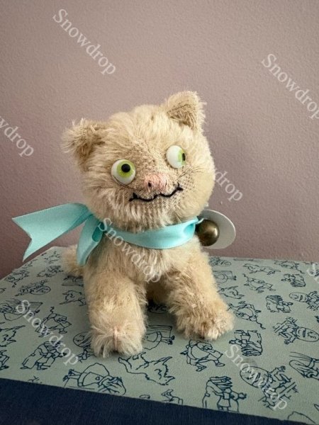 画像3: 【ご予約注文】Snowdrop ハンドメイド　アンティーク風ぬいぐるみ　猫　オートミールモヘア　（12.5cm） (3)