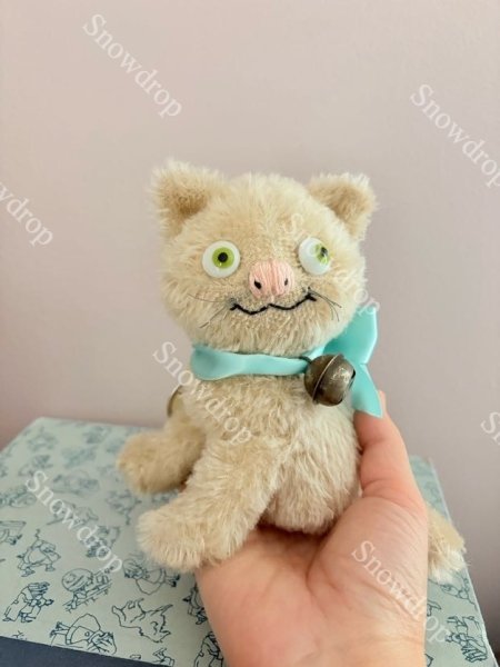 画像6: 【ご予約注文】Snowdrop ハンドメイド　アンティーク風ぬいぐるみ　猫　オートミールモヘア　（14cm） (6)