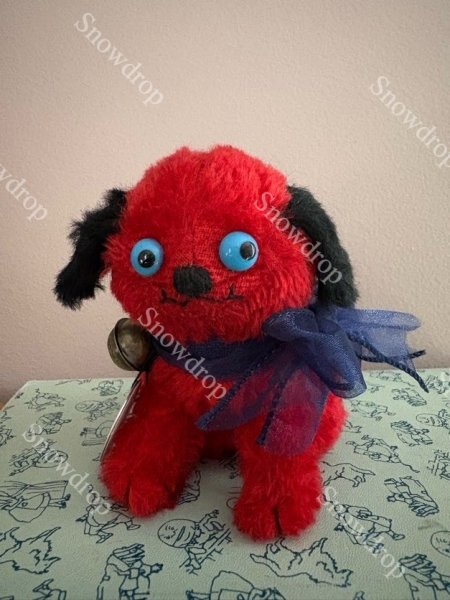 画像1: 【ご予約注文】Snowdrop ハンドメイド　アンティーク風ぬいぐるみ　赤モヘア　犬  （11.5cm） (1)