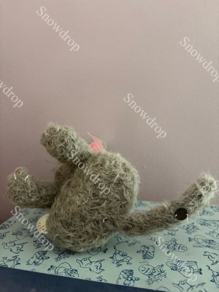 画像5: 【ご予約注文】Snowdrop ハンドメイド　アンティーク風ぬいぐるみ　白猫　グレーモヘア　（15cm） (5)