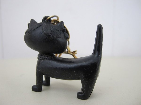 画像4: Vintage Key Ring 　Unimel フランス製　ユニメル　お洒落キャットのキーホルダー（黒） (4)