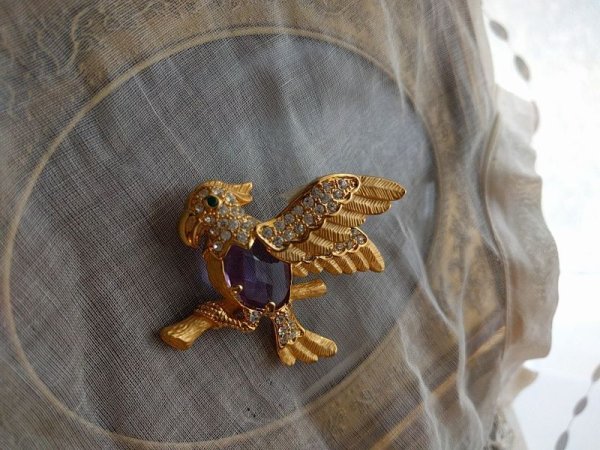 画像2: Vintage Brooch ビンテージブローチ オウム (2)