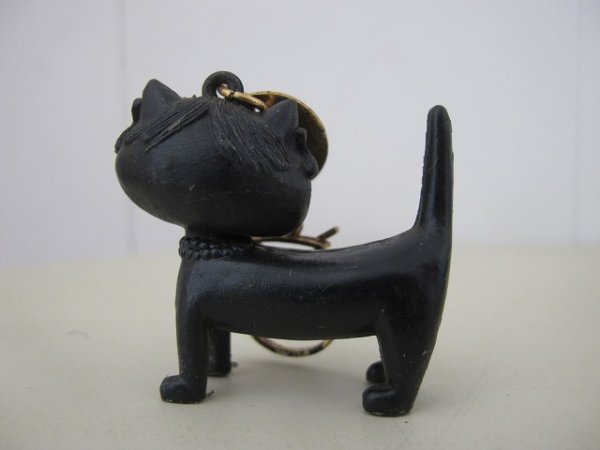 画像4: Vintage Key Ring 　Unimel フランス製　ユニメル　お洒落キャットのキーホルダー（黒） (4)