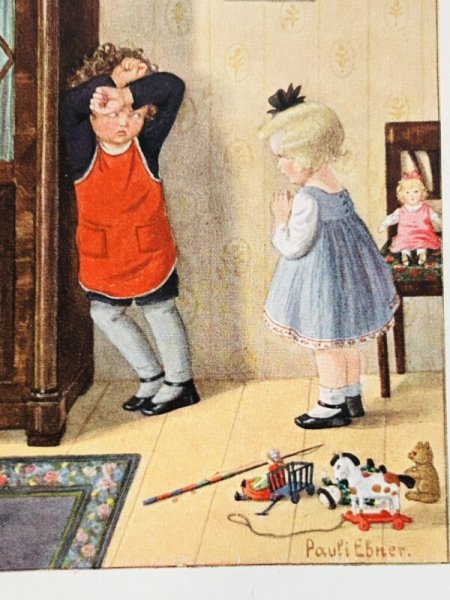画像3: Postcard アンティークポストカード 男の子を追い詰める女の子 Pauli Ebner (未使用) (3)