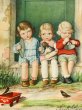画像3: Postcard　アンティークポストカード　3人の子どもたち　シンバル　お人形　ラッパ　小鳥　Pauli Ebner (3)