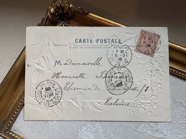 画像3: Postcard　アンティークポストカード　スノードロップと忘れな草のお花　フランス1905年 (3)
