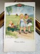 画像2: Postcard　アンティークポストカード　歌う帰り道　お花摘みの女の子たち　テディベア　Pauli Ebner　 (2)